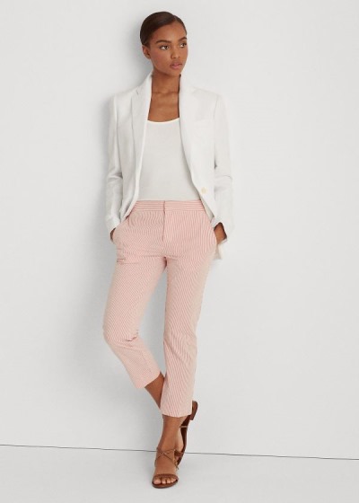 Women's Ralph Lauren Seersucker Straight Pants | 094587LCN